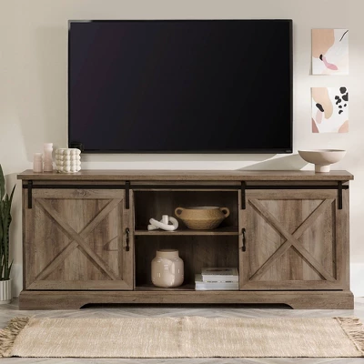 Clarabelle Double Sliding X Barn Door TV Stand for TVs up to 80" - Saracina Home Clarabelle Double Sliding X Barn Door TV Stand For TVs Up To 80" - Saracina Home -Saracina Home GUEST f1619087 16e5 49e8 868e f5ecca4922a3