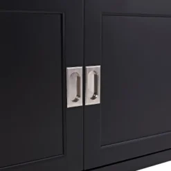 Sliding Door Transitional Wood Storage TV Stand For TVs Up To 80" Black - Saracina Home -Saracina Home GUEST f1d66005 457d 485f a2c1 9b8e6244b87c