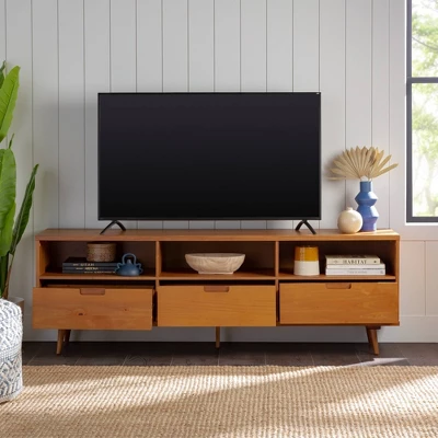 Cara 3 Drawer Mid-Century Modern 3 Drawer TV Stand for TVs up to 80" - Saracina Home Cara 3 Drawer Mid-Century Modern 3 Drawer TV Stand For TVs Up To 80" - Saracina Home -Saracina Home GUEST f2077998 8439 4299 85cb 3212c3494482