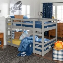 Twin Over Twin Indy Solid Wood Low Bunk Bed - Saracina Home 7 Twin Over Twin Indy Solid Wood Low Bunk Bed - Saracina Home -Saracina Home GUEST f4a7cd82 6f05 4d13 9375 1d95fbdd13ee