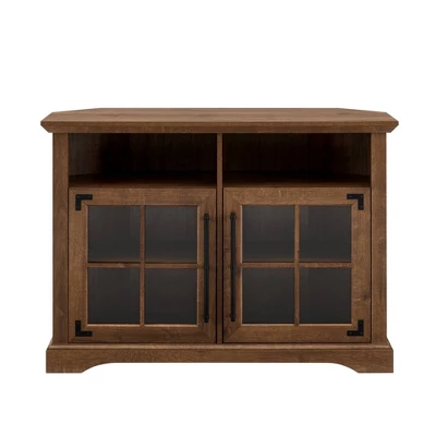 Avalene Rustic Farmhouse Corner TV Stand for TVs up to 50" Natural Walnut - Saracina Home Avalene Rustic Farmhouse Corner TV Stand For TVs Up To 50" Natural Walnut - Saracina Home -Saracina Home GUEST f528cf1e ca4f 430f a5f5 5572c3480f1c