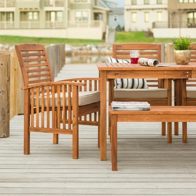 Ravenscroft 6pc Acacia Wood Patio Dining Set - Brown - Saracina Home Ravenscroft 6pc Acacia Wood Patio Dining Set - Brown - Saracina Home -Saracina Home GUEST f637e9bb 7db7 491c 87af fb487fb22fec