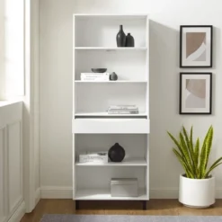 72.5" Mid-Century Modern 1 Drawer Angled Bookshelf - Saracina Home 8 72.5" Mid-Century Modern 1 Drawer Angled Bookshelf - Saracina Home -Saracina Home GUEST f7b3e476 2294 4b33 8431 b32d58501d00