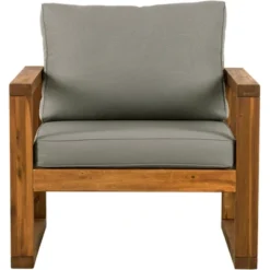 Galia 2pc Square Leg Acacia Wood Chair And Ottoman With Cushions - Brown - Saracina Home -Saracina Home GUEST f862c995 9ccc 4778 bd23 a9d1f46b9f67