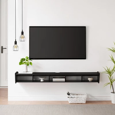 Modern Minimalist Floating TV Stand for TVs up to 70" with Open Storage - Saracina Home Modern Minimalist Floating TV Stand For TVs Up To 70" With Open Storage - Saracina Home -Saracina Home GUEST f8dee324 13b7 4747 a87f 072cdaa43cf4