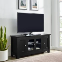 Closed Storage Wood TV Stand Console For TVs Up To 55" - Saracina Home