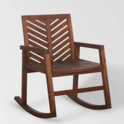 Slatted Chevron Acacia Wood Patio Rocking Chair - Saracina Home -Saracina Home GUEST fb41a441 4d4a 492f 9563 c4f4a5d1aa8d
