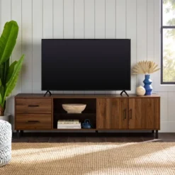 Sana Modern Triple Storage TV Stand For TVs Up To 80" Dark Walnut - Saracina Home 4 Sana Modern Triple Storage TV Stand For TVs Up To 80" Dark Walnut - Saracina Home -Saracina Home GUEST ff1679ed 5f30 47e9 a5d0 3886b74af319