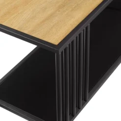 55.5" Modern 4 Shelf With Metal Bar Room Divider Bookcase Coastal Oak/Black - Saracina Home 5 55.5" Modern 4 Shelf With Metal Bar Room Divider Bookcase Coastal Oak/Black - Saracina Home -Saracina Home GUEST ffa6e104 97bb 4319 b27b 600bbe750d80