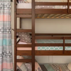 Twin Indy Solid Wood Triple Bunk Bed Walnut - Saracina Home 3 Twin Indy Solid Wood Triple Bunk Bed Walnut - Saracina Home -Saracina Home GUEST fffbb9f0 16df 41c6 af6a 3afc66cf476b
